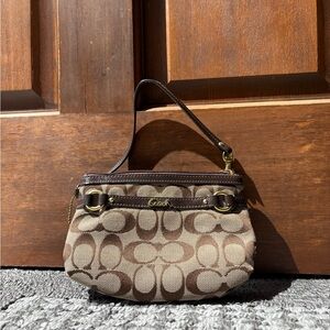 Coach Brown Signature Wristlet